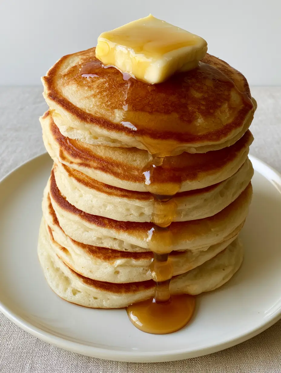 Homemade Pancakes: The Secret to Ultra-Thick Diner-Style Stacks 3 Close up shot of homemade pancakes showing the airy pillowy edges and golden-brown crust.
