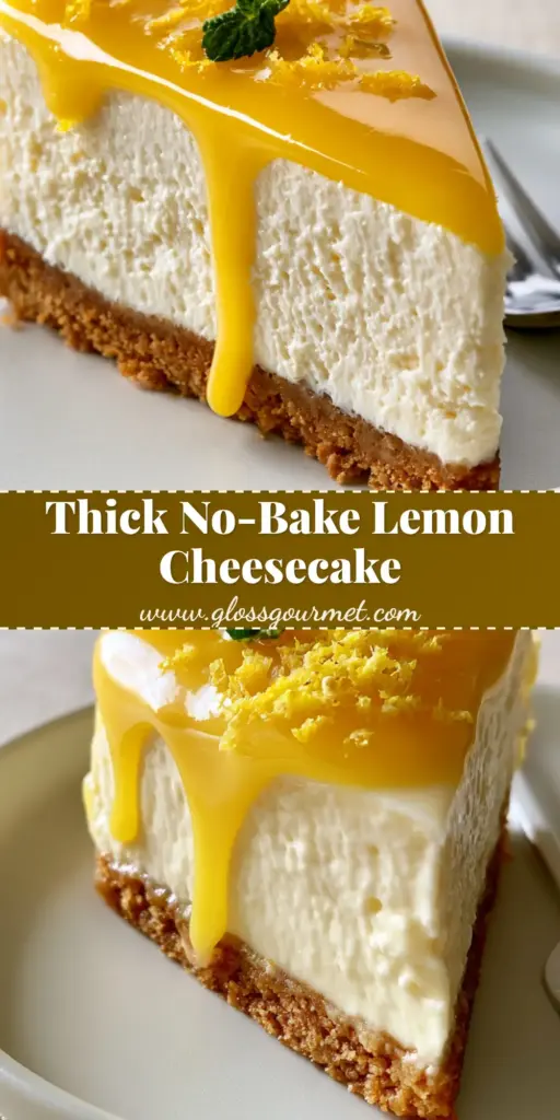No-Bake Lemon Cheesecake with Glossy Lemon Curd Glaze 4 A single slice of no-bake lemon cheesecake on a white plate with glossy lemon curd dripping down the side and a mint leaf garnish.