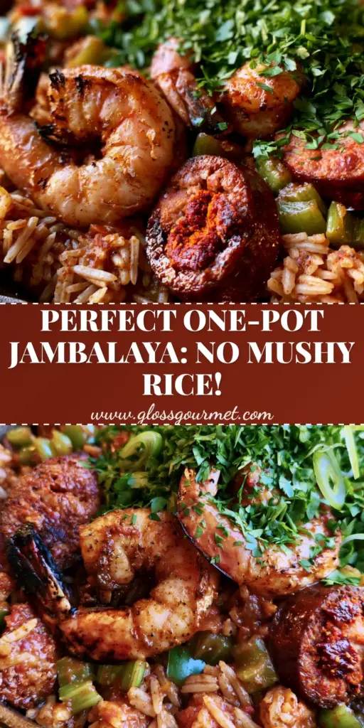 A rustic cast iron skillet filled with a vibrant jambalaya recipe featuring charred jumbo shrimp, browned andouille sausage, and fluffy rice. (jambalaya recipe)