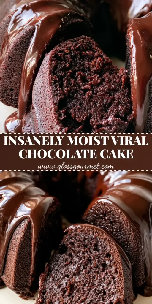 A deep dark chocolate bundt cake with a glossy mirror-like ganache drip and microscopic salt flakes on a matte plate. (chocolate bundt cake)