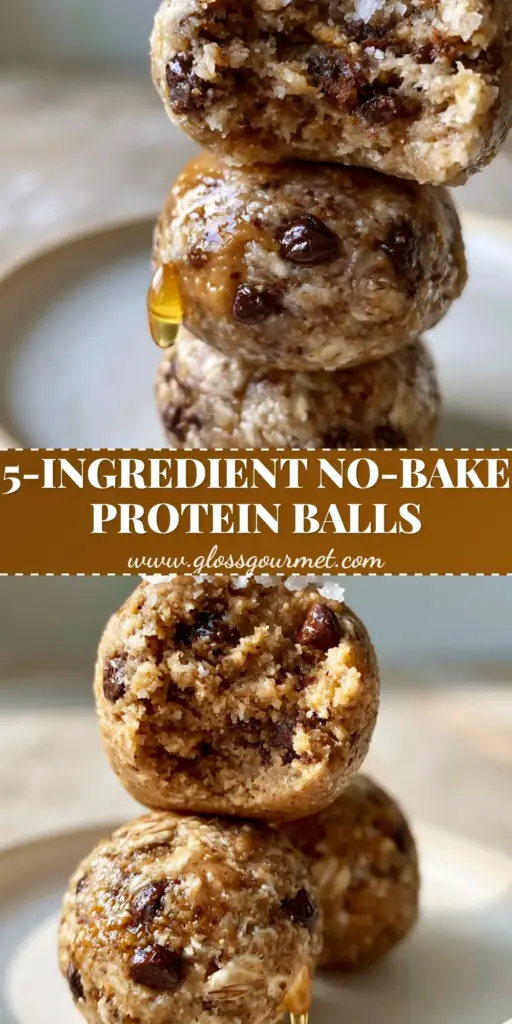 Healthy Protein Snacks: Easy No-Bake Peanut Butter Oat Balls 3 A stack of three spherical no-bake protein balls with a bite taken out of the top one, revealing a dense chewy interior. (Healthy protein snacks)