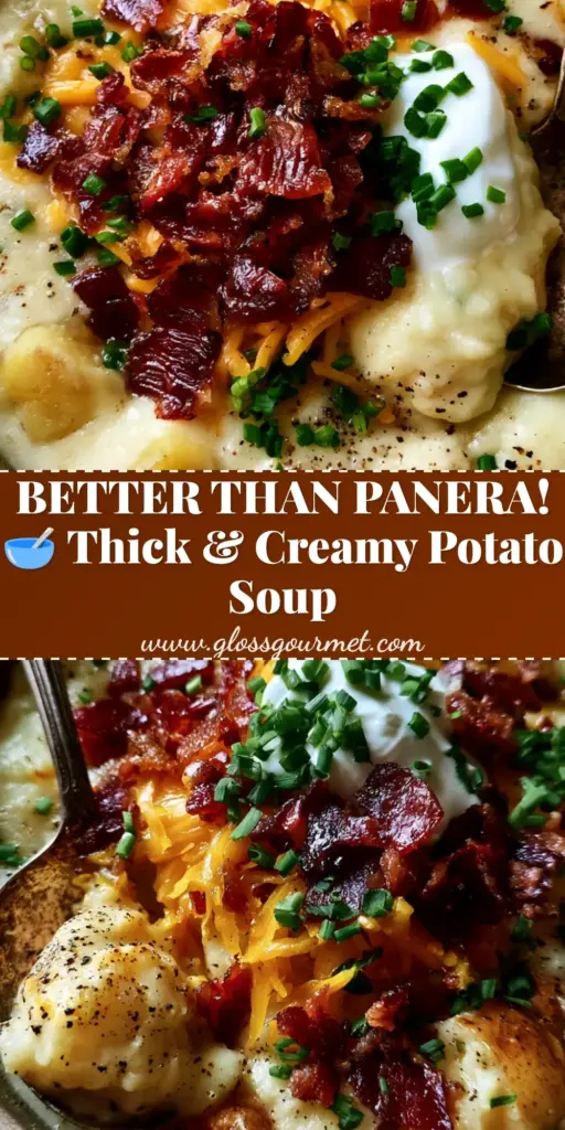 A rustic stoneware bowl filled with Loaded Potato Soup topped with a mountain of crispy bacon, cheddar cheese, sour cream, and chives.