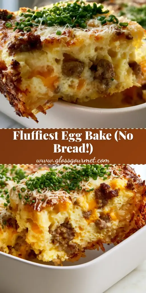 A thick, fluffy slice of breakfast egg casserole with crispy hash browns and melted cheddar being lifted from a white dish.