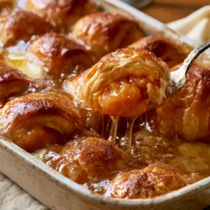 Extreme close-up of Sweet Potato Dumplings submerged in a thick, bubbling brown sugar and cinnamon glaze in a rustic white ceramic dish.
