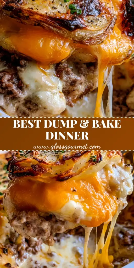 A scoop of cheesy hamburger potato casserole being lifted with long cheese pulls and steam rising.