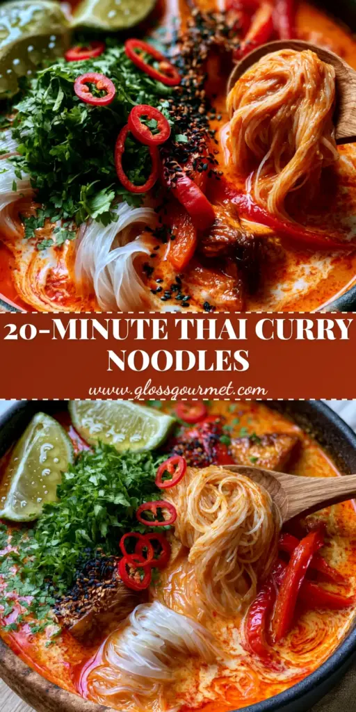 A handheld smartphone photo of Thai red curry noodle soup in a matte black bowl with red oil swirls, rice noodles, and lime wedges. (Thai red curry noodle soup)